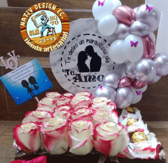 Bandeja de Rosas y Globos