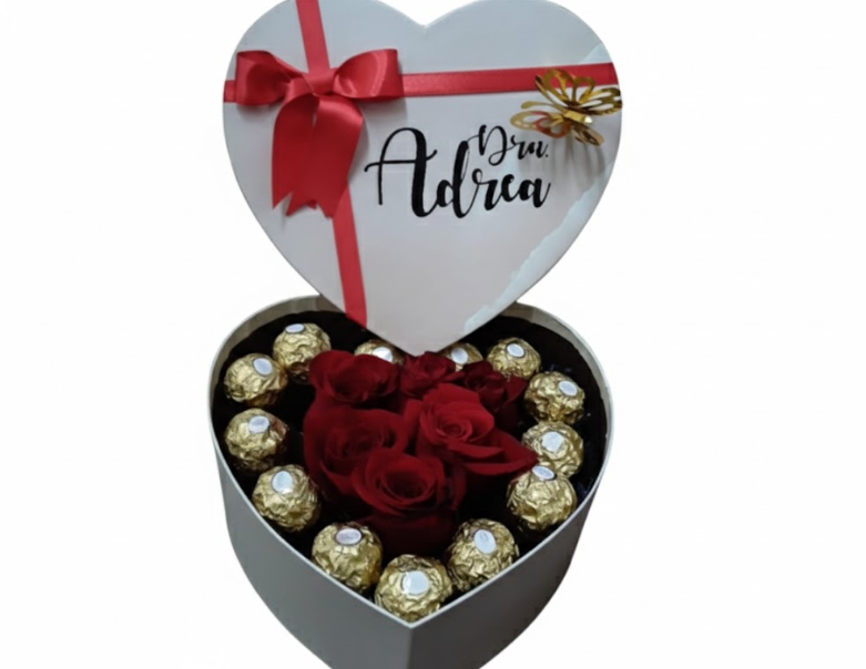 Arreglo floral en corazón